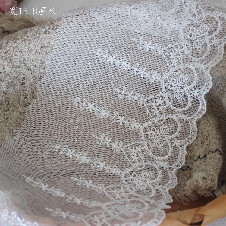 甜苗苗IY愛心細(xì)線花邊刺繡網(wǎng)紗滌綸絲 白色1米寬15.8厘米