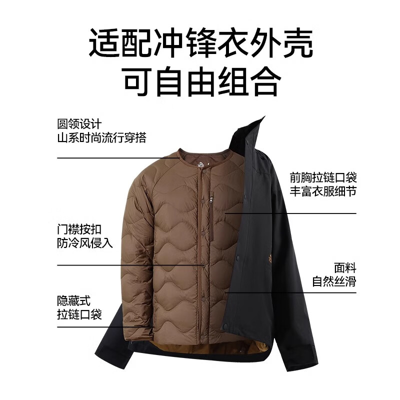 伯希和【山系】户外羽绒服内胆女650蓬鹅绒保暖外套男轻薄冲锋衣内胆 曜石黑 | 650蓬鹅绒【男女同款】 XL