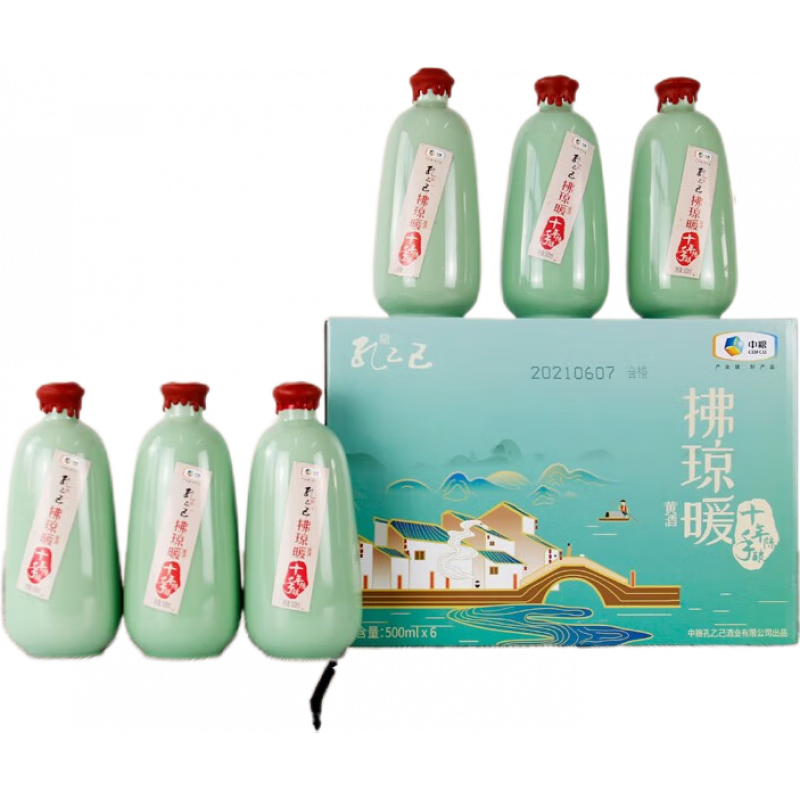 孔乙己黃酒中糧紹興黃酒500ml*6拂瓊暖手工冬釀十年陳半甜老酒特產送禮 500ml*6瓶工冬釀十年陳半甜老酒特產送禮