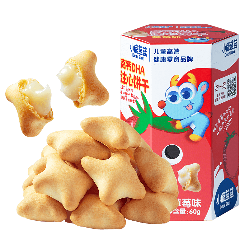 小鹿蓝蓝【会员59-30】山楂棒水果条磨牙棒 高钙DHA注心饼干/60g