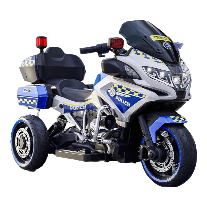 好孩智兒童電動(dòng)摩托車(chē)可坐人雙人三輪車(chē)超大號警車(chē)男女孩寶寶電瓶玩具車(chē) 標配綠+腳踩油門(mén)+12V7A+警報警笛
