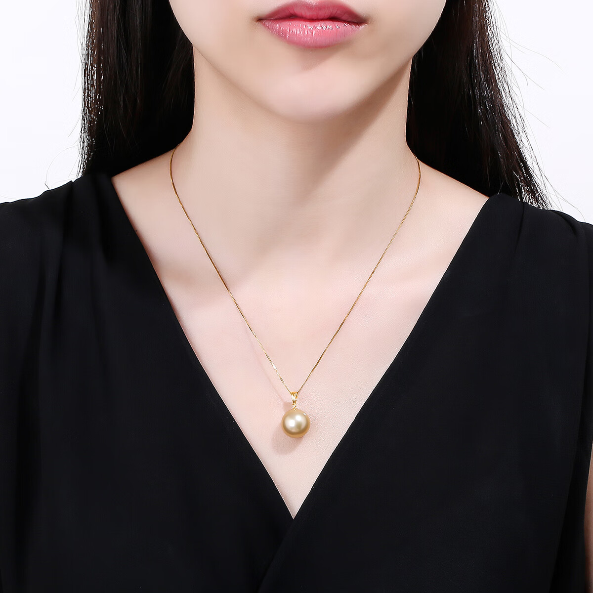 珍珠皇后优雅18K金南洋金珠吊坠 正圆强光海水珍珠项链女生日礼物送女朋友 【11-12mm】+s925银链