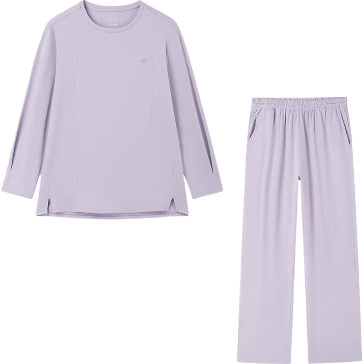 全棉時代24年秋季新品睡衣女針織暖絨情侶家居服套裝女士秋冬 煙粉色 XXL