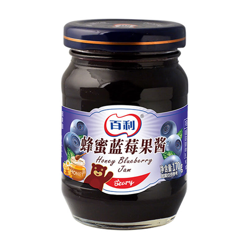 百利藍(lán)莓醬草莓果醬涂抹面包土司醬奶茶圣代蛋糕夾心餡料烘焙原料 0脂肪蜂蜜藍(lán)莓果醬170g