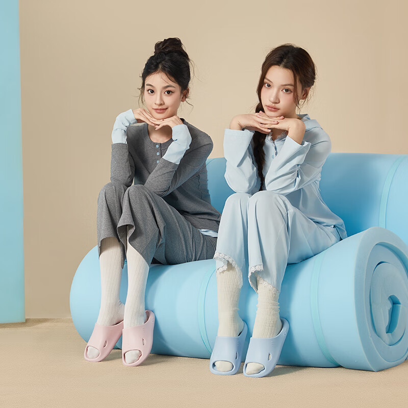 朴西大鲨鱼拖鞋女夏季薄底家居室内家用洗澡防滑防臭eva凉拖鞋男 云朵白 37-38