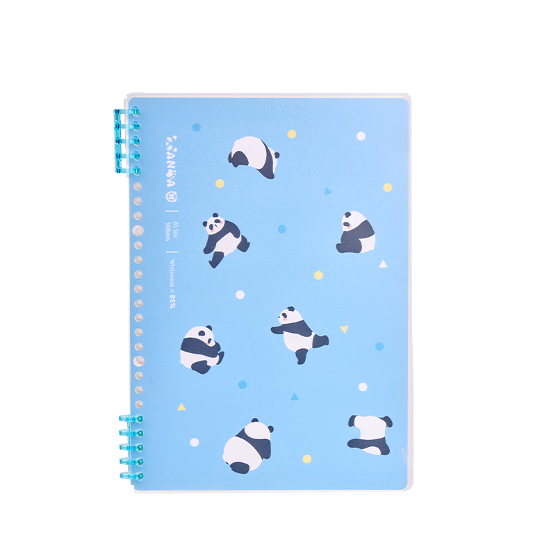得力（deli）熊猫嘟嘟活页本可开合线圈本B5笔记本记事本50张/本 BDHB5-01蓝色