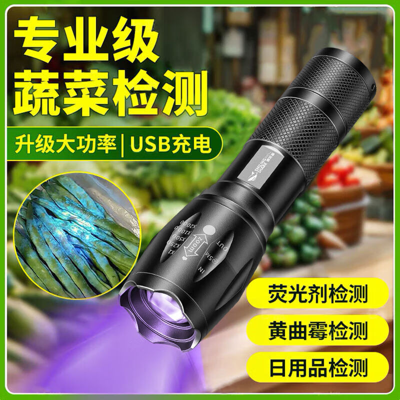 哲初检测笔超亮蔬菜鉴定紫光手电筒365nm荧光剂检测波尔多液 全新高亮