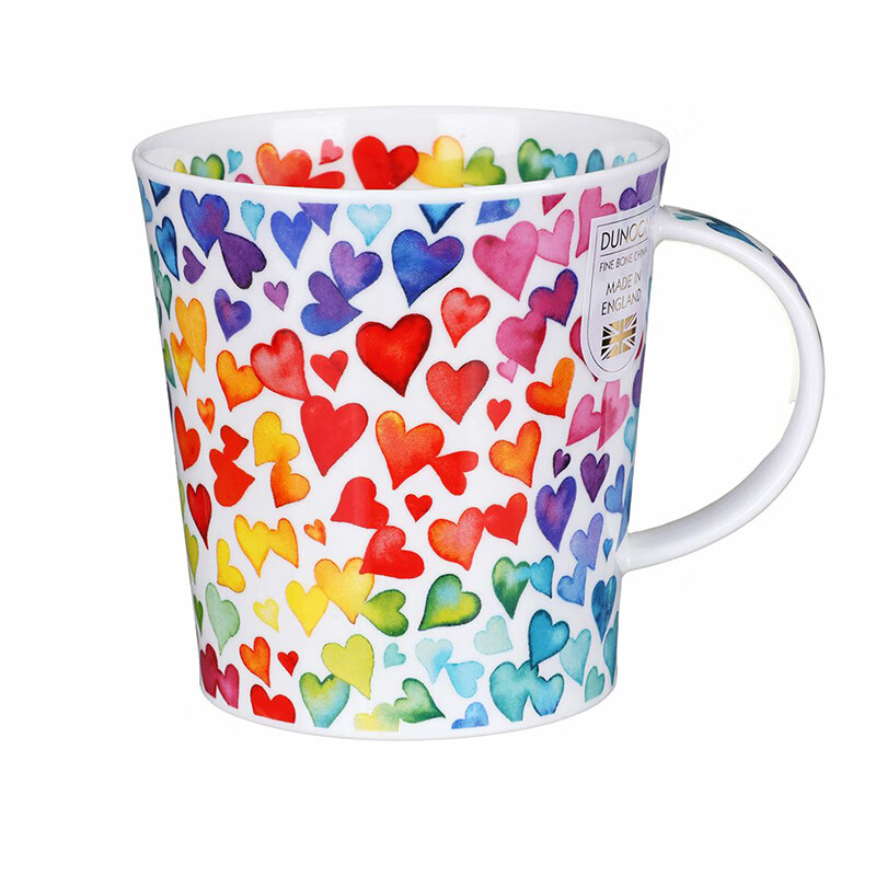 丹侬（DUNOON）英国骨瓷马克杯水彩爱心图案高档陶瓷杯咖啡杯挚爱如许情侣杯礼物 320ml/洛蒙德-挚爱如许