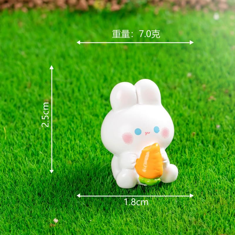 集物一册卡通小兔子微景观摆件胡萝卜萌兔园树脂摆件车载摆件创意元旦礼物 Q版胡萝卜兔（一套6件）