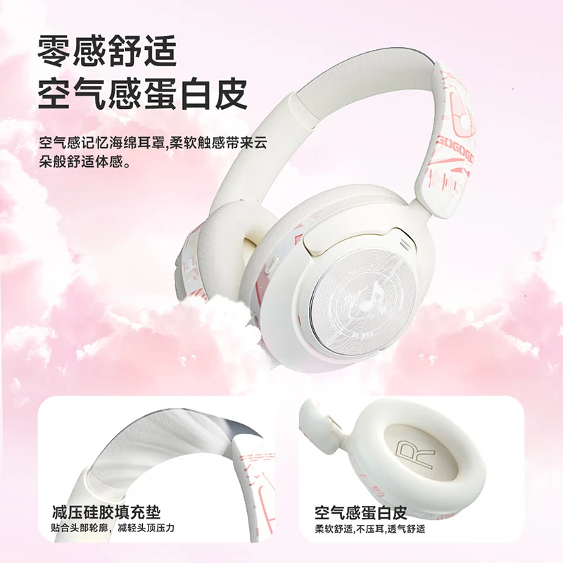 lvsonmng柏林之声适用索尼真无线蓝牙耳机头戴式国潮听歌电竞游戏有线耳麦电脑男女生跑步运动降噪蓝牙耳麦 樱花粉