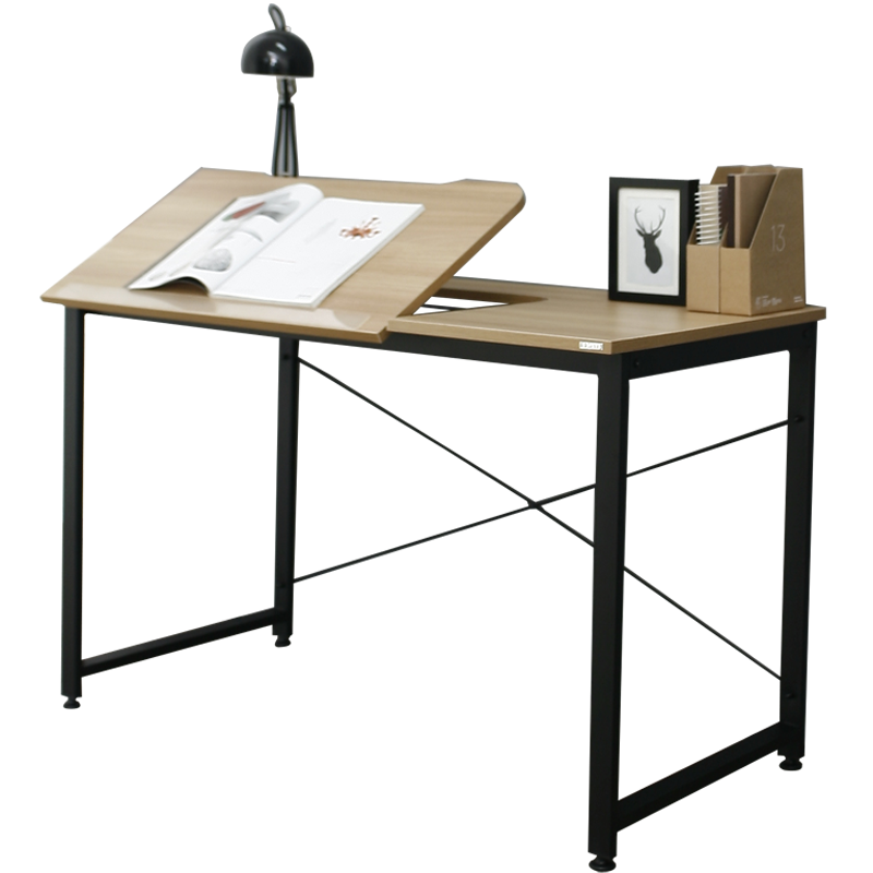 SOFS 儿童书桌 升降学习桌学生写字桌现代简约绘画桌作业桌笔记本电脑桌书桌 柚木板/黑色框