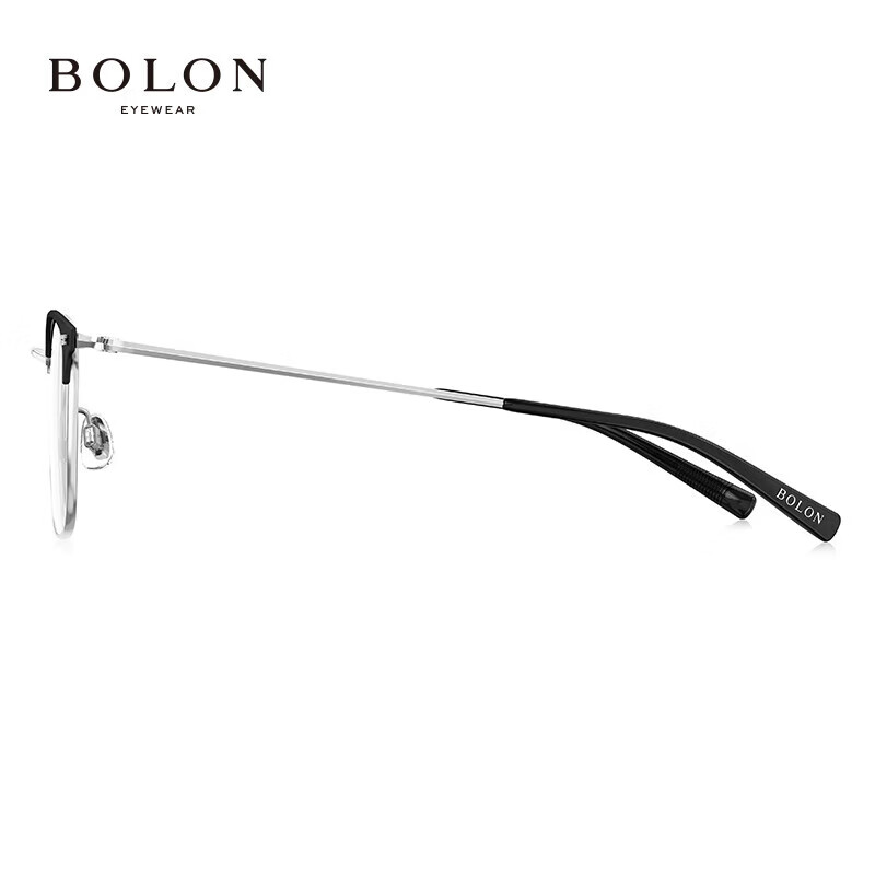 暴龙（BOLON）近视眼镜框 时尚钛合金眉线框近视配镜片 BA7009 精选 B15-哑黑银 此项仅单框-镜框支持试戴