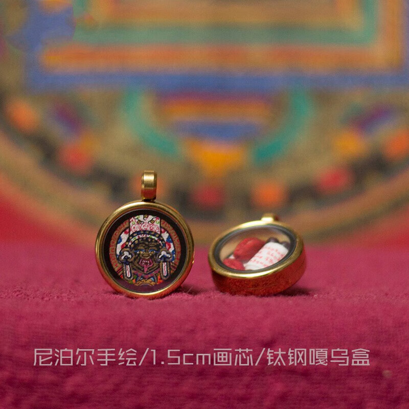 青鹊凰 西藏扎基寺扎基拉姆唐卡 小唐卡嘎乌盒手绘随身扎基寺饰品吊坠
