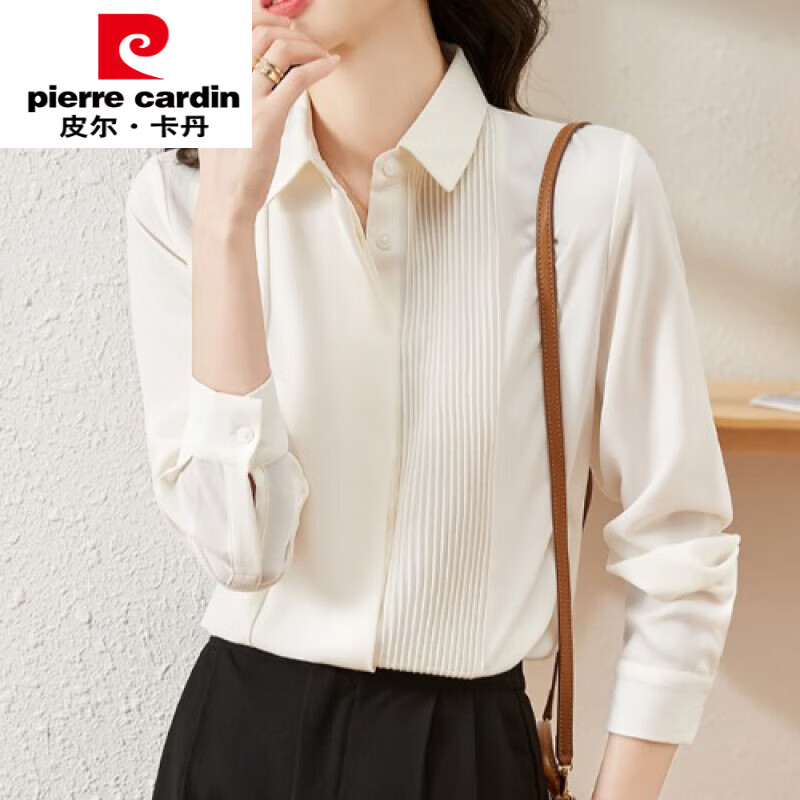 皮尔卡丹(pierre cardin)白衬衫女职业装春秋上班工作服职场正装上衣