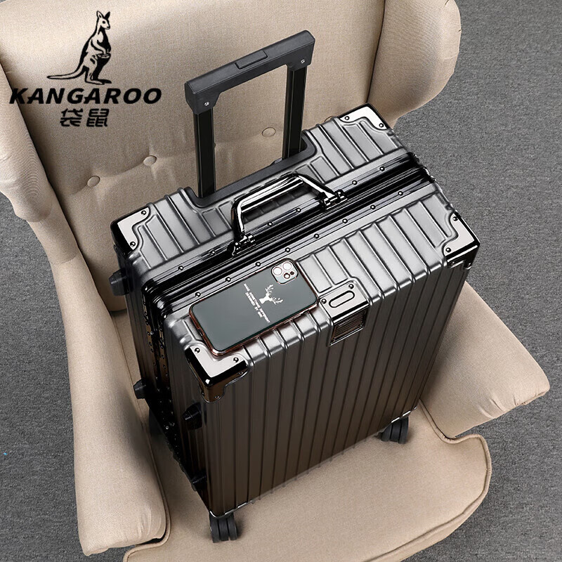 袋鼠结实行李箱铝框拉杆箱20男女学生万向轮24登机行李箱密码皮箱子26