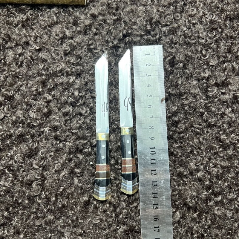 星客士保安手工刀 大河家夹钢双刀民族工艺锻打纯手工手把小刀 8cm