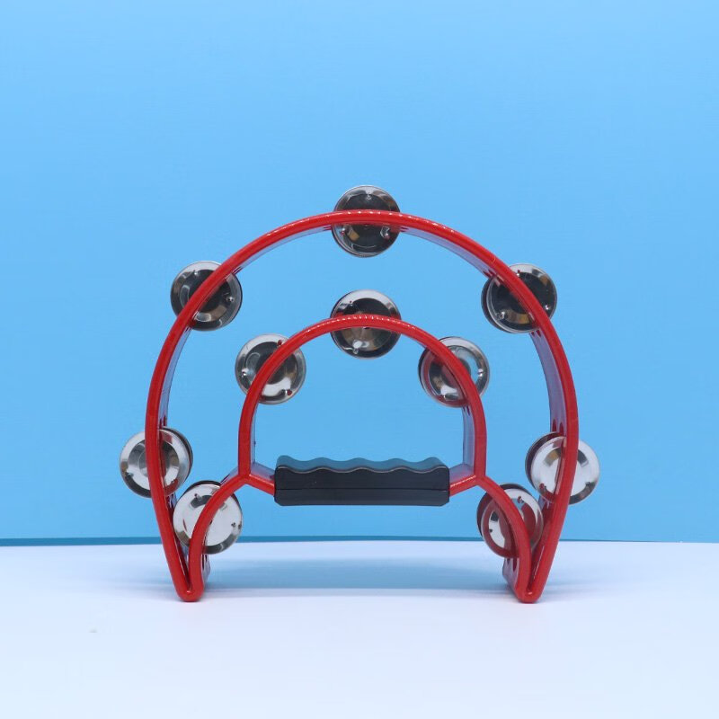 星貝祥幼兒園老師用手鈴兒童手搖樂器沙錘鈴鼓酒吧娛樂KTV用品搖鈴 紅色半圓雙排搖鈴