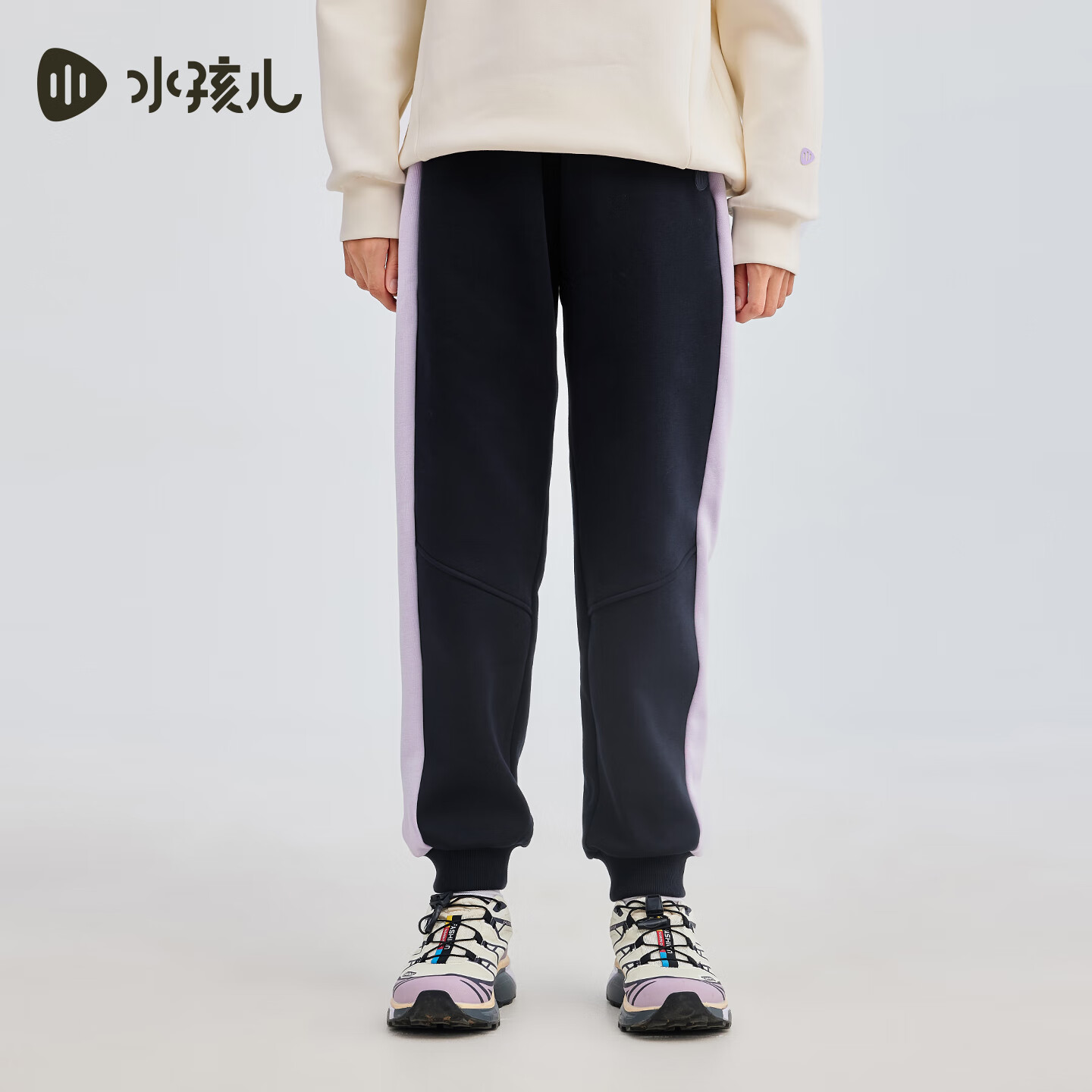 水孩儿(SOUHAIT)童装男童女童加绒厚裤子2025冬季新款儿童一体绒长裤百搭休闲裤 藏蓝SHTDND05CK793B09 160
