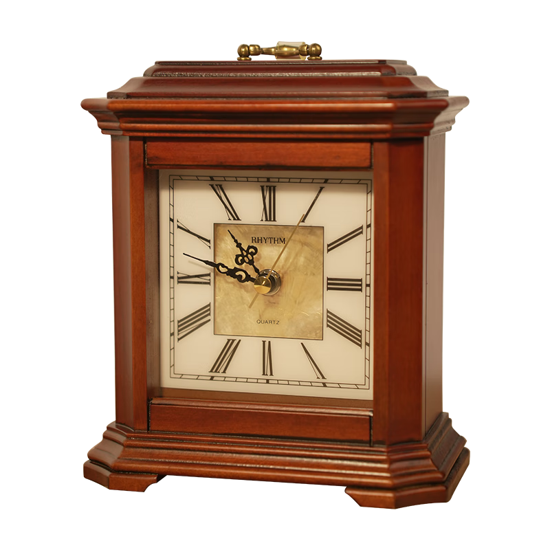 麗聲日本客廳高端臺式實木座鐘家用靜音臺鐘復古實木坐鐘CRG114NR06