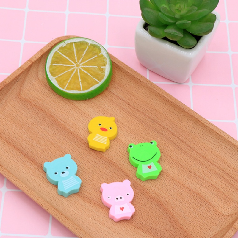 创意卡通装萌动物橡皮擦橡皮学生文具橡皮随机一个 随机一个