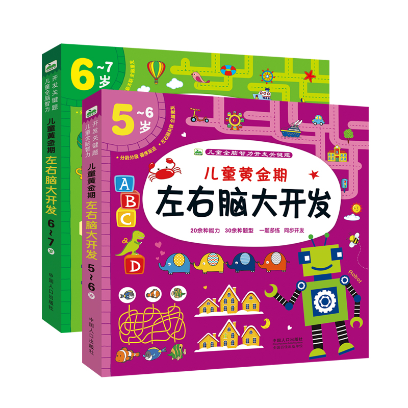 晨风童书 儿童智力开发关键题儿童黄金期左右脑大开发5-6岁+6-7岁(套装2册）