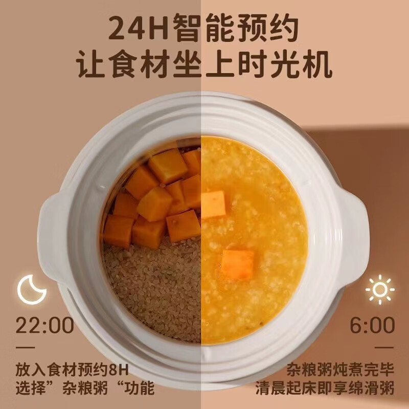 SANXINGKEJI电炖锅 电炖盅煮粥神器煲汤锅炖汤锅 BB煲婴儿煮粥锅熬粥宝宝炖盅 升级 2.5L 防烫版1个大内胆+蒸笼