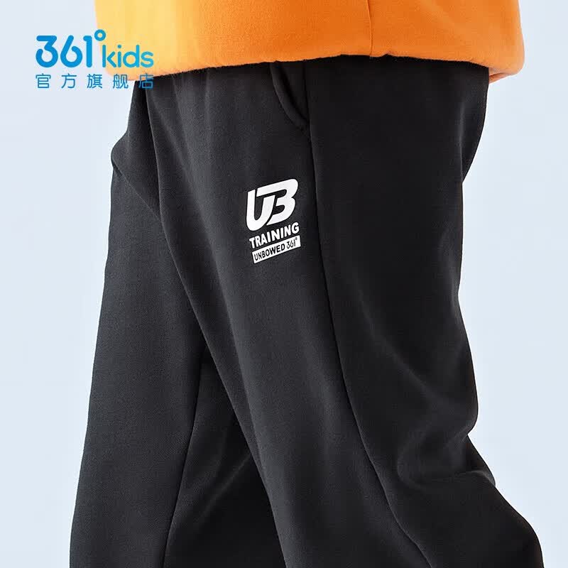 361°童装儿童针织加厚长裤男女童加绒保暖长裤冬季新款中大童裤子 经典黑-男童【加绒】 175 cm