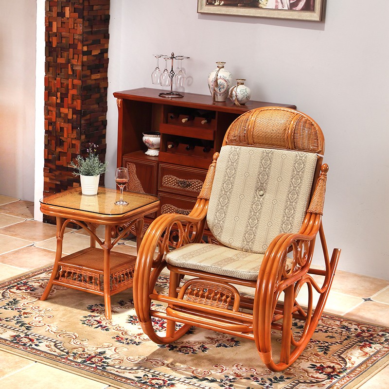 藤工匠 摇椅老人藤椅摇椅午睡躺椅逍遥椅成人摇摇椅阳台客厅户外休闲