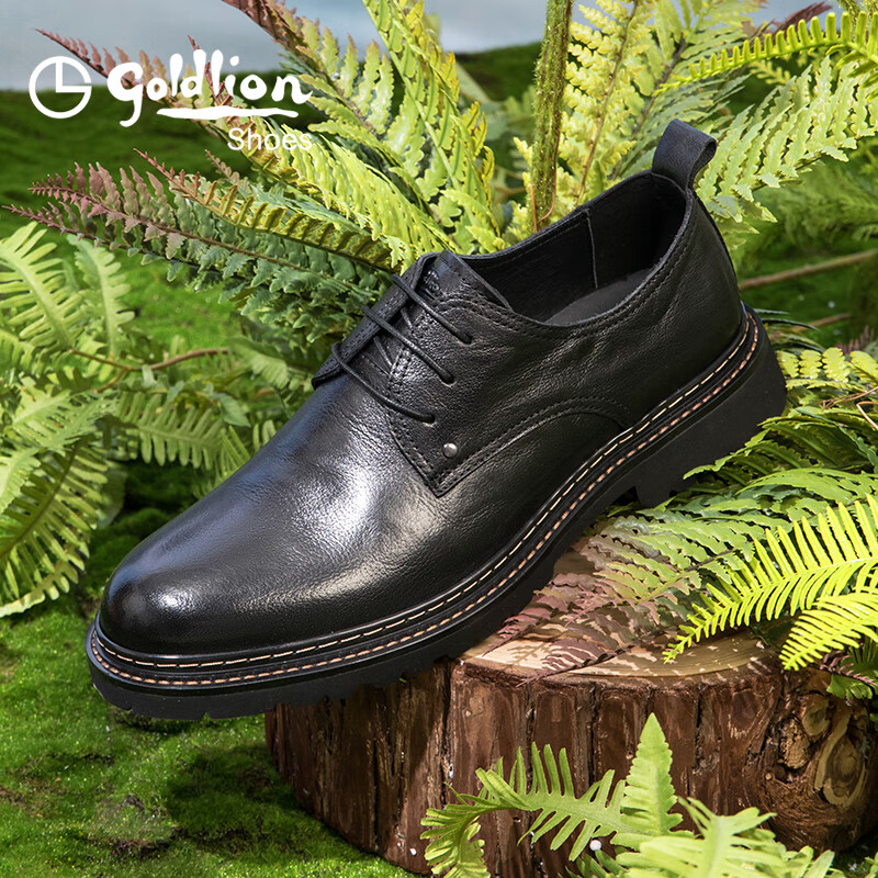 金利来（Goldlion）男鞋春季正装鞋男士商务皮鞋男西装鞋婚鞋厚底德比鞋真皮鞋 黑色四季款（偏大一码） 40