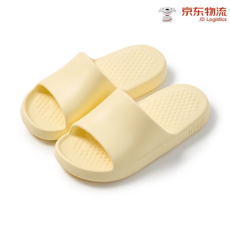 優(yōu)調(diào)(Youdiao)拖鞋家居情侶軟底踩屎感靜音女夏季室內(nèi)防滑男士浴室洗澡涼拖 奶油黃【復(fù)古菱格】36/37
