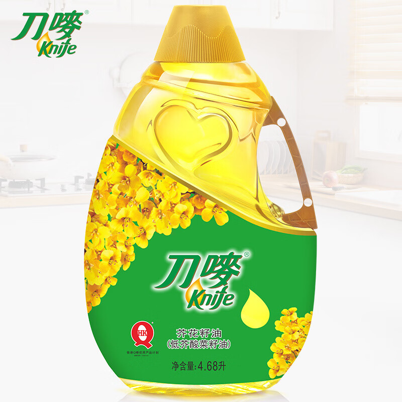 刀嘜（Knife）刀嘜低芥酸菜籽油4.68L食用油瓶裝菜籽油家用芥花 刀嘜低芥酸菜籽油4.68L*1瓶