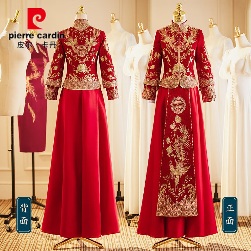 皮爾卡丹秀禾服2025新款新娘女中式禮服婚禮婚紗結(jié)婚大碼秀和服 囍鳳簡(jiǎn)版 M