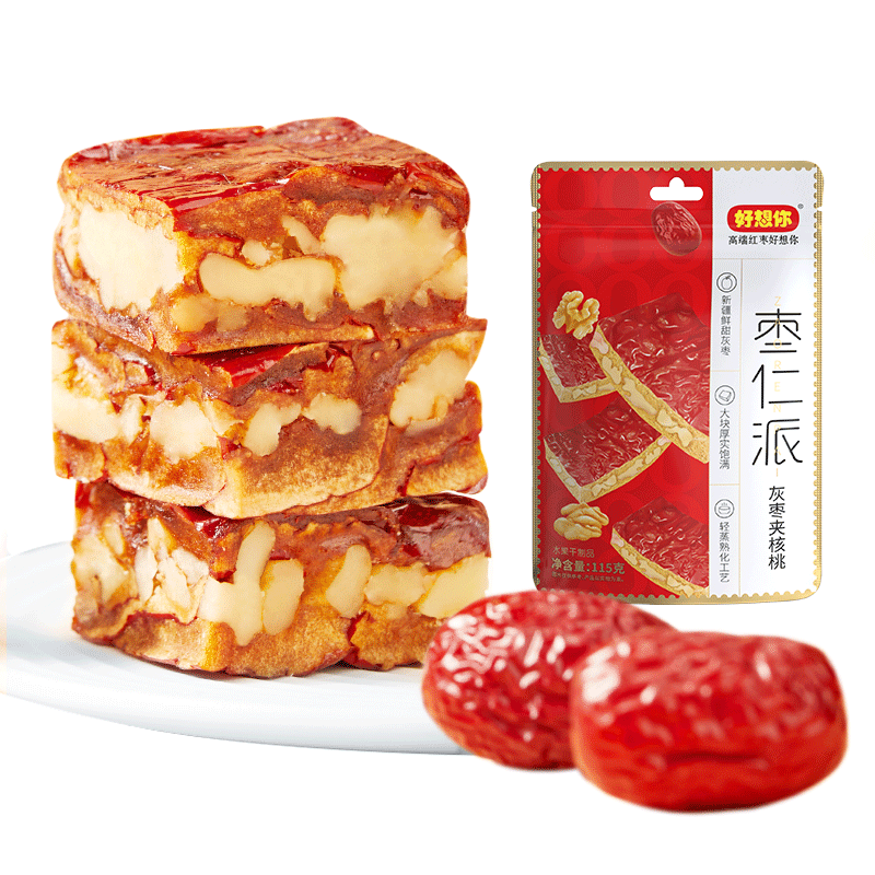 好想你 枣仁派115g/袋 红小派枣夹核桃蜜饯果干新疆特产红枣零食