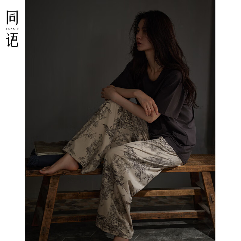 同语（TONGYU）同语25年睡衣女款夏季莫代尔棉家居服短袖睡衣凉感套装可外穿夏天 女士-M5314 M (160) (身高155-163cm)