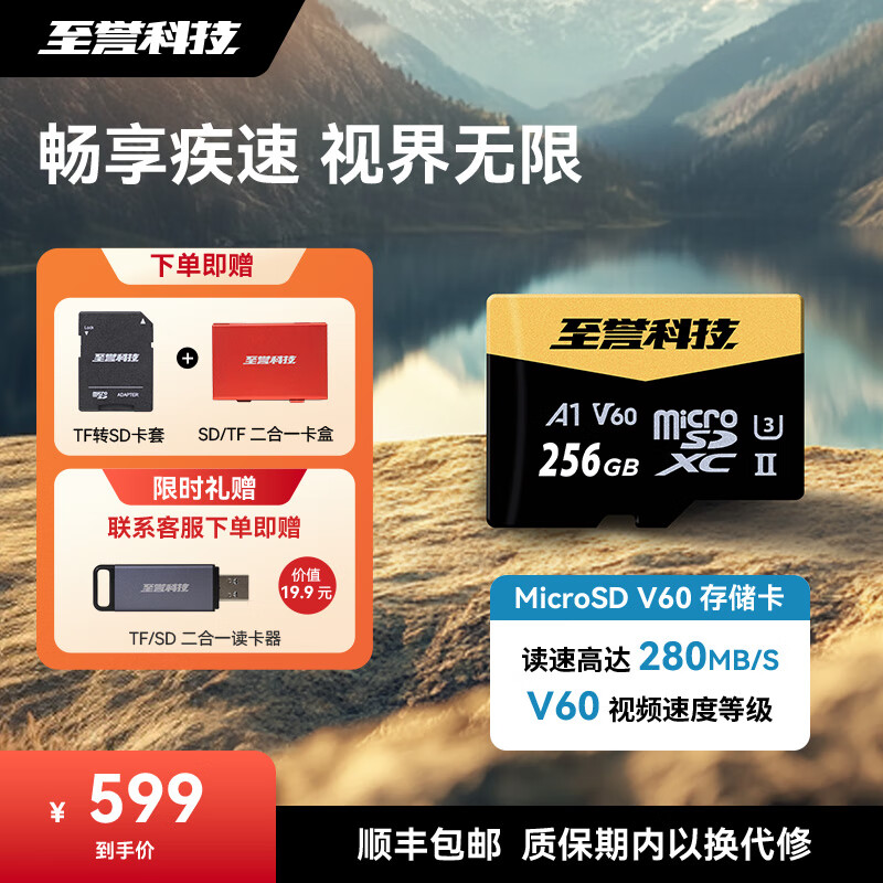 至誉科技至誉科技Catalyst系列高速 microSD （TF卡）V60 A1 大疆Pocket3内存卡 无人机运动相机内存卡 256GB（读速280MB/s）