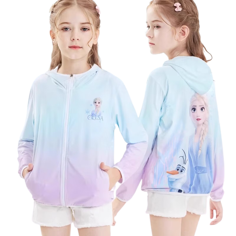 迪士尼（Disney）女童防曬衣夏季薄款透氣2025新款兒童皮膚衣外套愛莎空調(diào)衫 SF230105漸變小孩喜歡 130 【適合身高125-135cm】