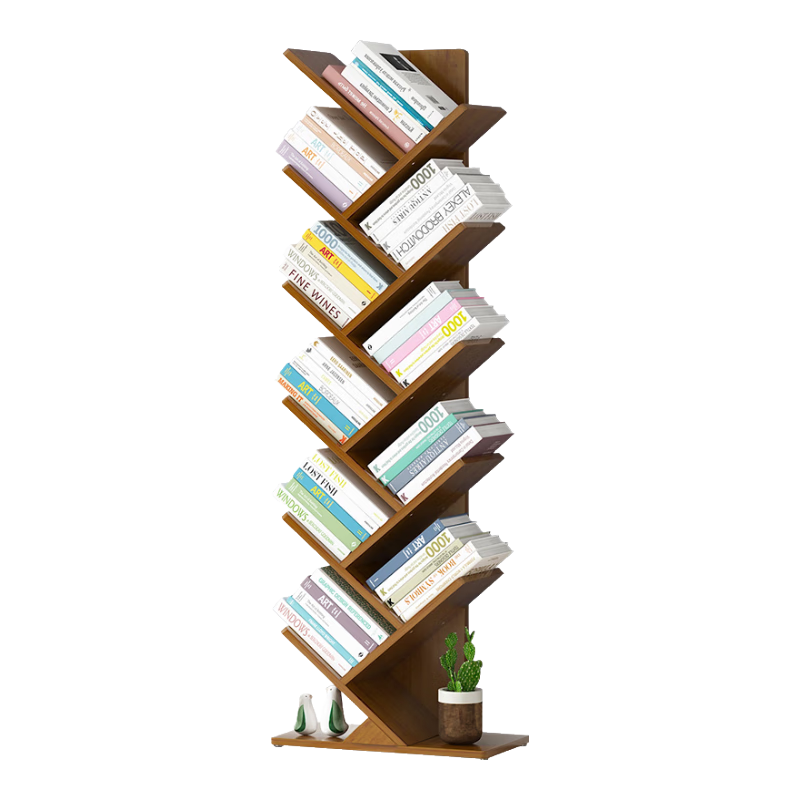 竹藝佳(ZHUYIJIA) 書架創(chuàng)意樹(shù)形簡(jiǎn)約落地臥室收納置物架客廳簡(jiǎn)易儲(chǔ)物書房落地多層 茶色二層-樹(shù)型書架