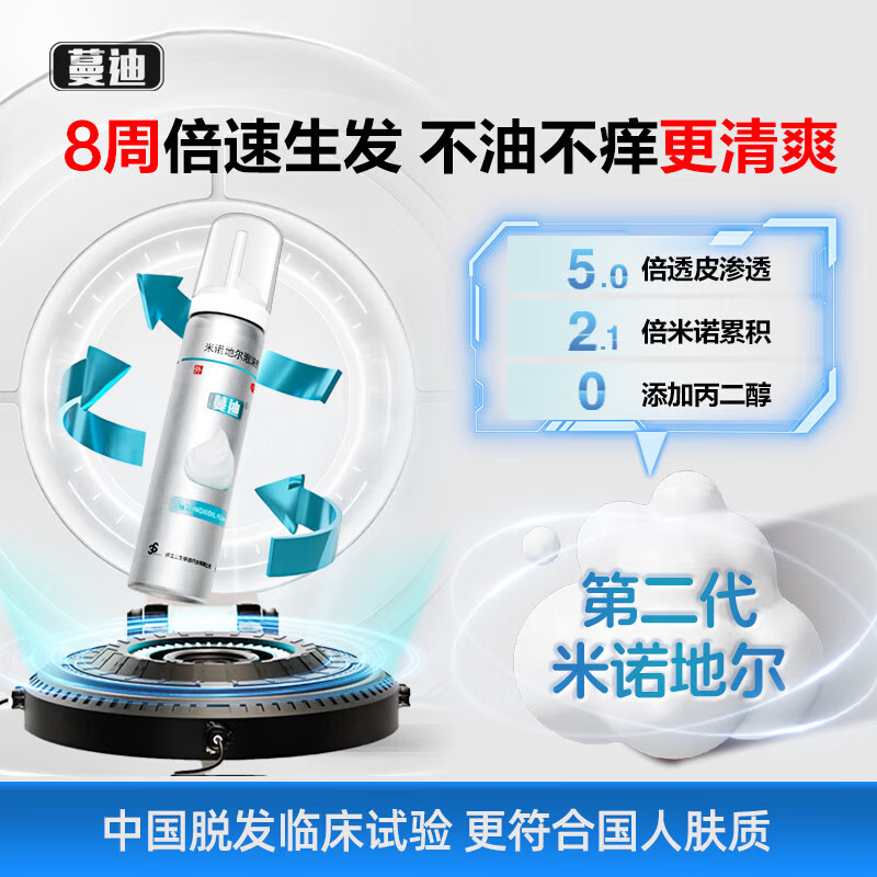 [蔓迪]米诺地尔泡沫剂 60g*3瓶 1盒装 60g5%浓度曼迪第二代米诺地尔倍速生发泡沫酊清爽肤感不油腻防脱发育发增发液 第二代米诺（3月）