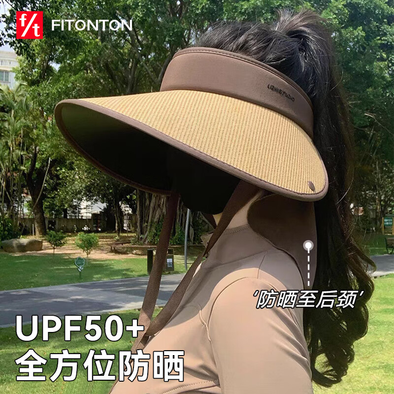 FitonTon防曬帽女夏二合一可拆卸披肩遮陽帽大帽檐防紫外線太陽帽護臉護頸