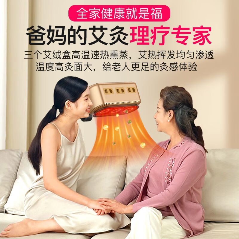 艾灸仪器家用理疗熏蒸全身灸美容院专用艾绒无烟器具艾炙盒一体机 [新双仓全面艾灸+八面控温+刮1