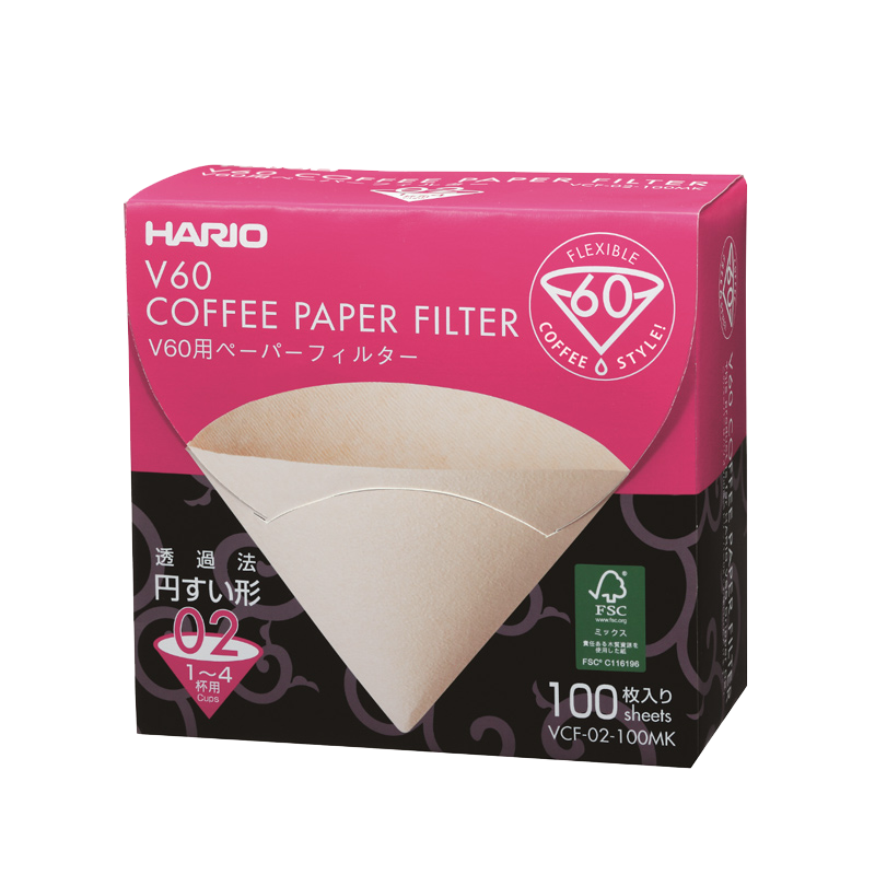 日本HARIO进口咖啡滤纸V60原木便携滴漏式手冲咖啡粉过滤网VCF 100枚盒装02号