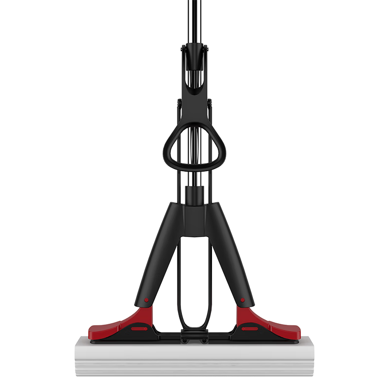 美丽雅胶棉拖把 家用免手洗对折挤水吸水懒人拖地神器海绵拖把 黑金刚胶棉拖把28CM【共1拖头】