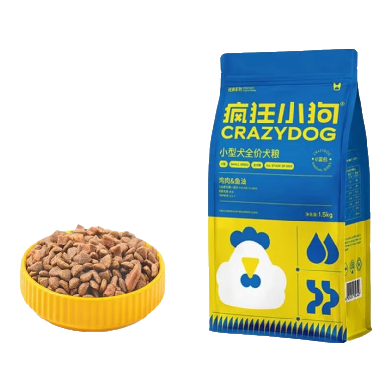 瘋狂小狗 狗糧小型犬泰迪比熊博美貴賓寵物成犬幼犬小藍(lán)包通用型犬糧 【 肉粒雙拼】小型犬通用6斤