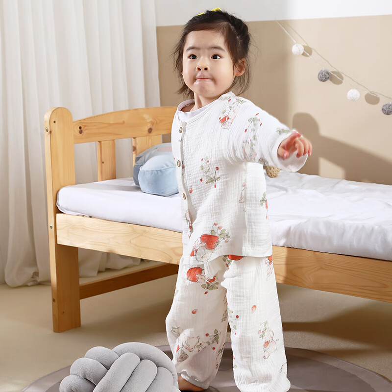 儿童睡衣夏季纯棉a类开衫外穿儿童家居服吸汗透气长袖女男童睡衣 爱心恐龙 130 cm