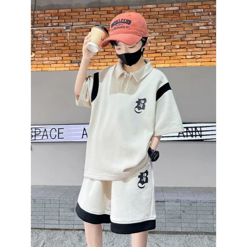 G.duck2026新款男童夏装套装中大儿童夏季潮酷帅男孩短袖运动两件套潮 【高质量】杏色 三只熊熊 160 码(身高140-150cm)