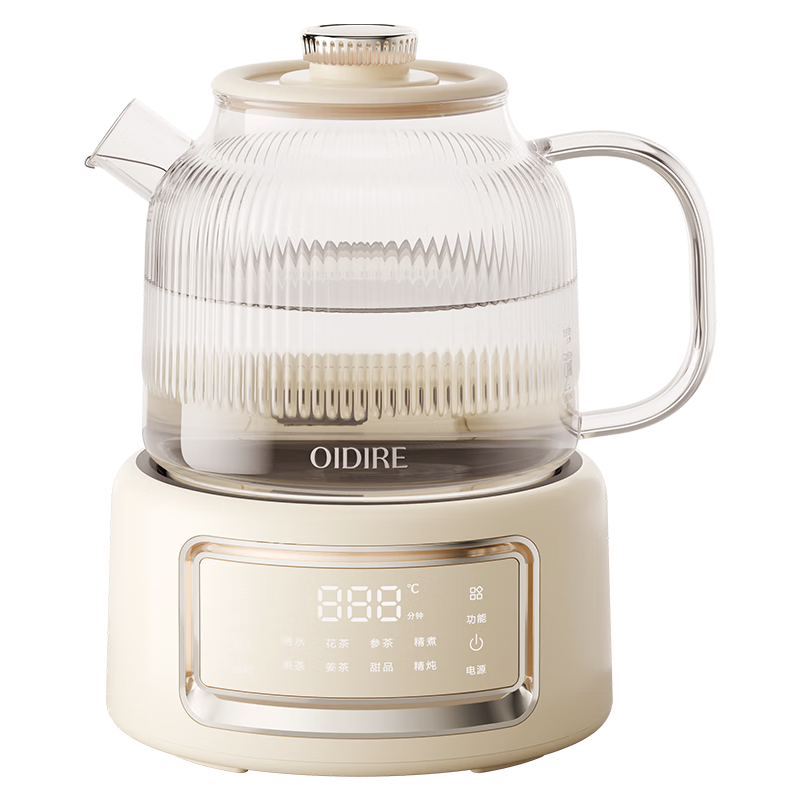OIDIRE（偶点）养生壶 全玻璃花茶壶煮茶壶烧水壶恒温电热水壶煮茶器0胶水多功能菜单1L ODI-HC07 标准款