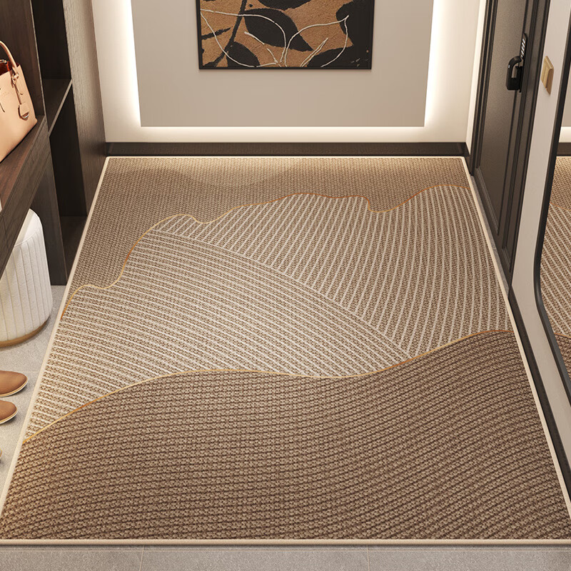 尚美巢品简约入户门地垫高级感玄关脚垫大门口防滑门垫进门可裁剪耐脏地毯 时梦之语-断点-咖色【TPR底】 120*140CM