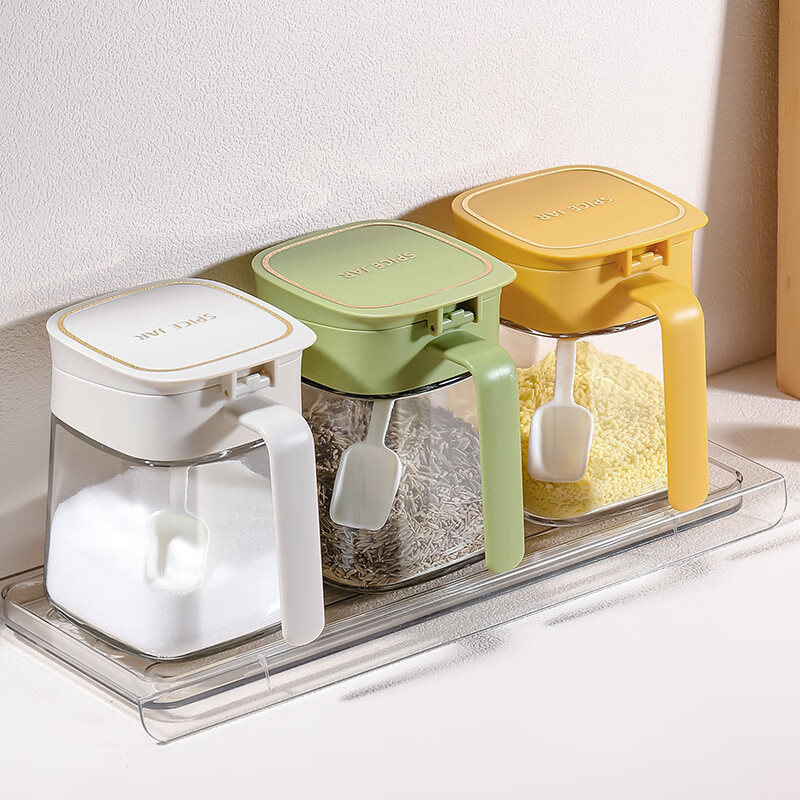 【精选】调料盒油壶套装家用厨房盐罐调味瓶罐玻璃调料瓶收纳盒糖 象牙白【1个】