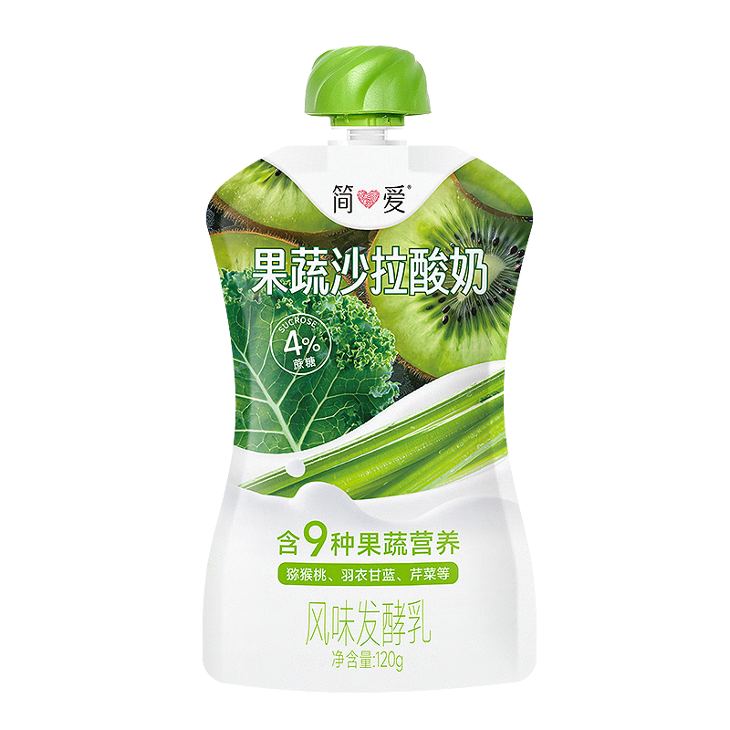 简爱果蔬沙拉酸奶 猕猴桃羽衣甘蓝风味发酵乳120g*1 低温酸奶营养代餐