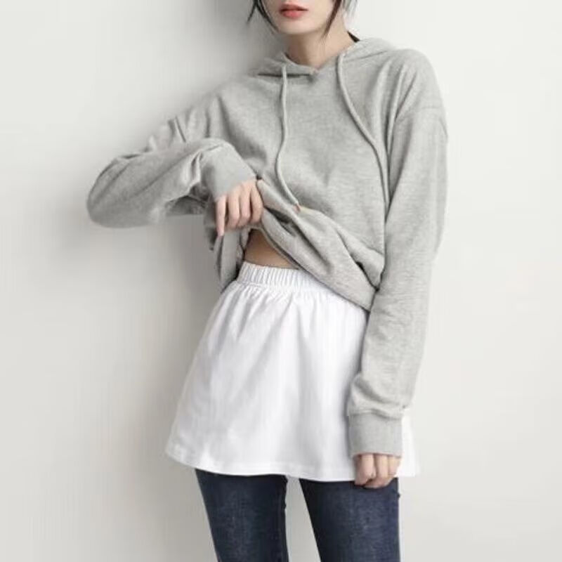 |【优选】卫衣打底秋冬下摆屁股屁帘叠小屁帘叠半身裙女百搭帘子短 【2条】破洞款 均码 潮流百搭丨休闲丨